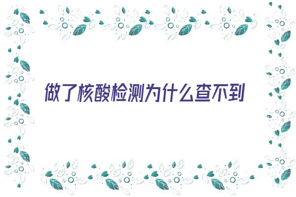 做了核酸检测为什么查不到结果,5个小时了也没有检测中(做了核酸查不到检测记录怎么办)